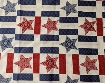 Three Yards Quilters Quality Cotton Fabric, Big Stars and Stripes/ Bars