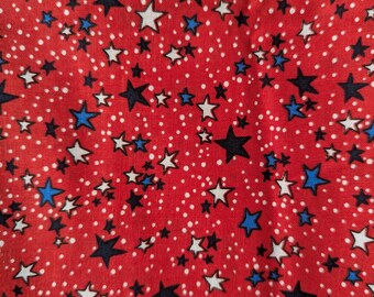 Two Yards Quilters Quality Cotton Fabric, Shooting Stars on Red Background