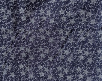 Two Yards Quilters Quality Cotton Fabric, Navy Blue Stars