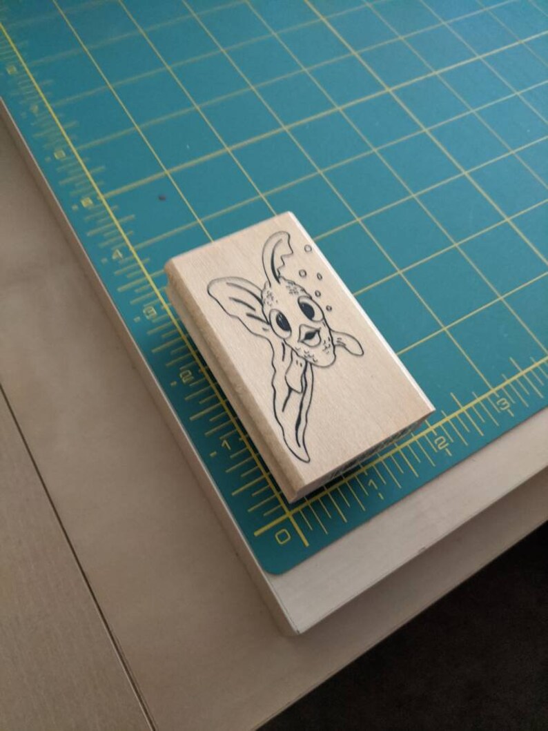 Swimming Goldfish Rubber Stamp