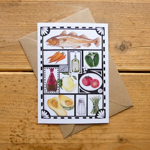 Recipe Postcard - Fish - Cooking Illustration - A6 Print - Free UK Shipping