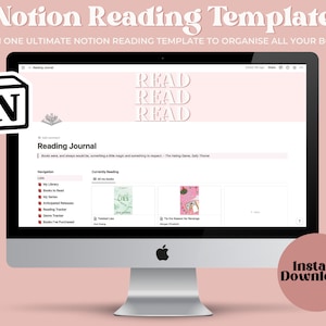 Notion Reading Template | Notion Dashboard | Reading Journal | Book Tracker | Reading Log | Book Journal | Book Review Journal | Bookshelf