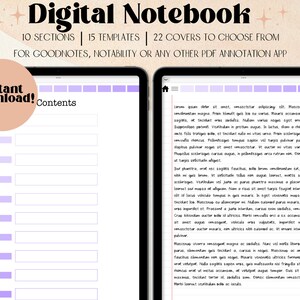Purple Digital Notebook Goodnotes | Notebook with Tabs | Goodnotes Notebook | iPad Notebook | Hyperlinked Notebook | 10 Subject Notebook
