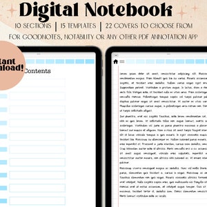 Blue Digital Notebook Goodnotes | Notebook with Tabs | Goodnotes Notebook | iPad Notebook | Hyperlinked Notebook | 10 Subject Notebook