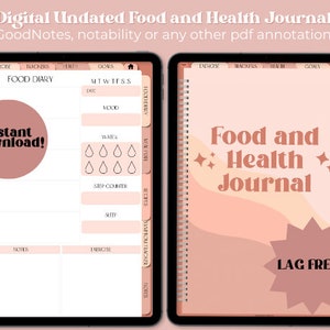 Mindful Eating Food Digital Diary | Period Tracker | Fitness, Weight Loss and Wellness Journal | Daily Meal Planning |  and Symptom Tacker