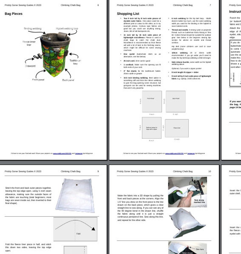 Climbing Chalk Bag PDF Sewing Guide Pattern Instructions. Etsy