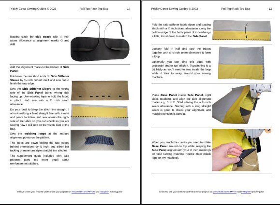 Myog Patterns Roll Top Rack Top Bag PDF Sewing Guide Pattern Instructions. MYOG, DIY ...
