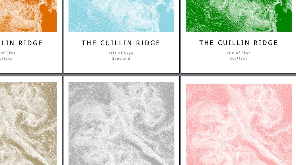 Cuillinne Ridge Map The Cuillin Ridge Digital Contour Map Pack, Many Styles. Print at Home ...