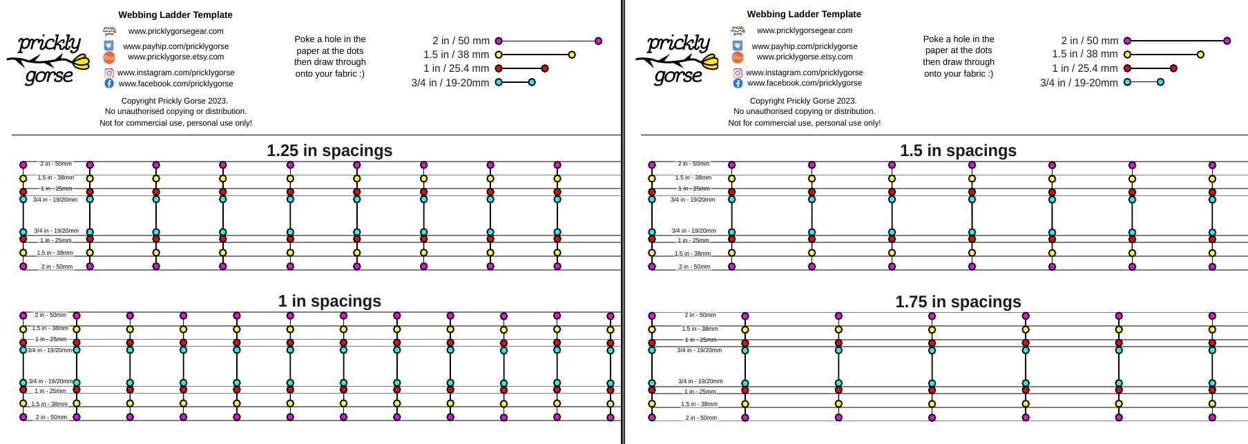 Printable PDF Webbing Ladder Template for MYOG EDC Tactical Sewing ...