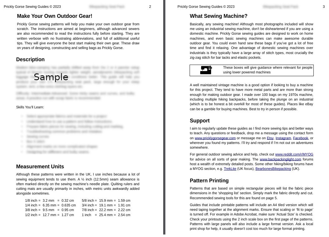 Myog Patterns Top Tube Bag, Small and Large PDF Sewing Guide Pattern Instructions ...