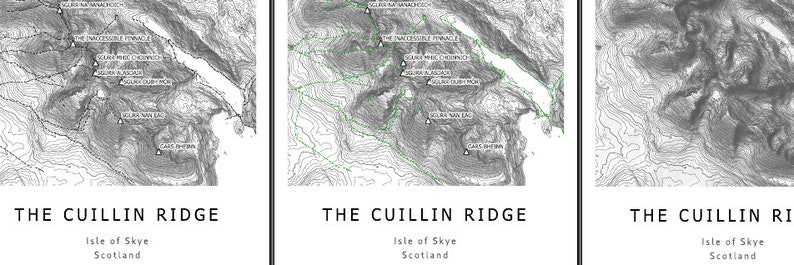 Cuillinne Ridge Map The Cuillin Ridge Digital Contour Map Pack, Many Styles. Print at Home ...