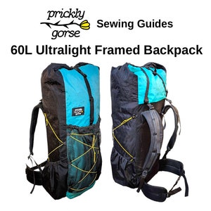 60L 超軽量フレームバックパック PDF 縫製ガイド パターン説明。MYOG、DIY アウトドア ギア、バックパッキング スルー ハイク