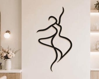 Female Wall Decor, Wooden Woman Silhouette, Minimalist Line Art for Bedroom, Modern Home Accent