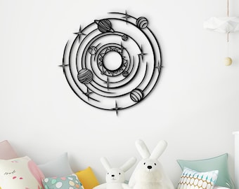 Minimalist Solar System Art, Planets Wall Decor, Astronomy Gifts for Kids, Study Room Space Decor