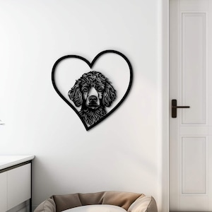 Poodle Sign Wood Wall Art, Heart Shaped Pet Portrait Wall Hanging, Custom Dog Room Wall Decor, Handmade Poodle Lover and Dog Owner Gift
