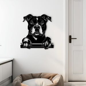 Staffy wall art wooden wall decor. Staffie wood sign. Staffordshire Bull Terrier dog portrait home decor. Custom gift for Staffy lovers