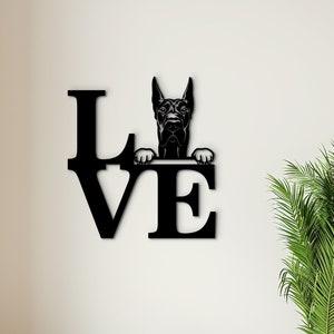 Great Dane sign wood wall art. Custom Great Dane cropped ear dog wall hanging. Great Dane portrait home decor. Unique dog lover gift