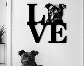American Staffordshire Terrier Wall Decor, Pet Wood Love Sign, Home Accent, Dog Lover Gift