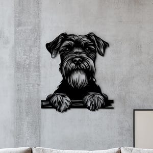 Kunst aan de muur Dwergschnauzer, houten muurbord Dwergschnauzer aangepast huisdierportretdecor. Handgemaakte Schnauzer-cadeaus voor hondenmoeders en hondenbezitters