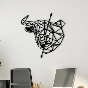 Bull and Bear Wall Art, Trading Room Decoration Wooden Wall Decor, Geometric Bull and Bear Stock Market Wood Wall Sign, Gift for Trader
