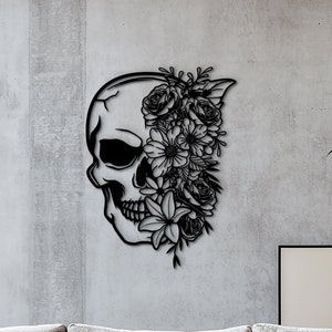 Skull wall art wooden wall hanging. Skull wood wall art custom sign. Gothic skull decor wood hanging. Unique skeleton halloween gifts