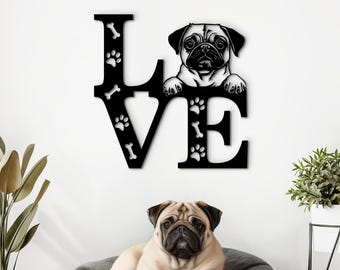 Custom Pug Welcome Sign: Wooden Dog Wall Art