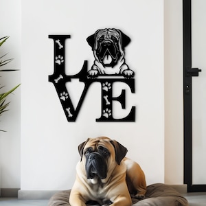 Mastiff Art Custom Wooden Sign, English Mastiff Decor Wall Hanging, Wood Wall Art for Home, Pet Portrait Custom Dog Sign, Mastiff Lover Gift