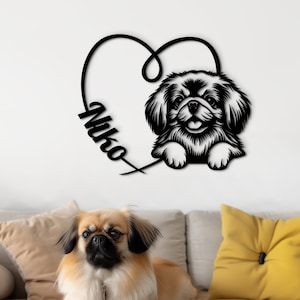 Pekinese Wandkunst personalisierter Hundewandbehang. "Holzschild ""Hund"" personalisiert mit Name." Geschenk für Pekinese Liebhaber und Hundebesitzer