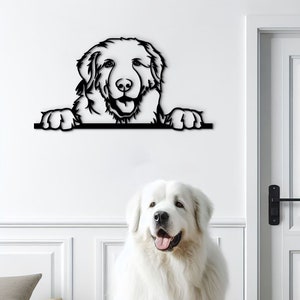 Great Pyrenees art wood wall sign. Custom dog portrait Great Pyrenees decor wooden wall hanging. Personalized gift for dog mom
