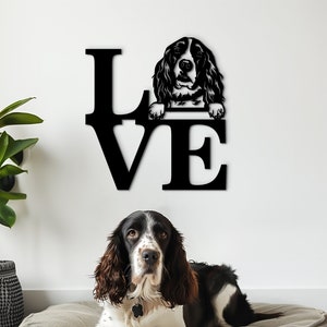 Springer Spaniel Art Wood Wall Sign. English Springer Spaniel Dog Wall Hanging for Home. Custom Pet Portrait Springer Spaniel Mom Gift