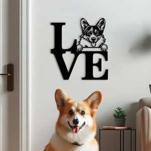 Corgi wall sign, Love letters and dog portrait, Corgi dog wall hanging decor, Corgi ornament, Corgi owner gifts, Dog lover gift idea