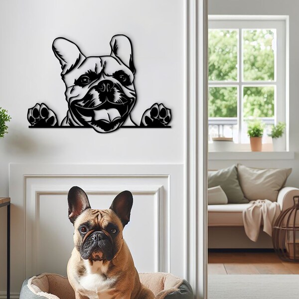 French Bulldog sign wood wall art. Custom dog portrait Frenchie home decor. French Bulldog pet parent gift