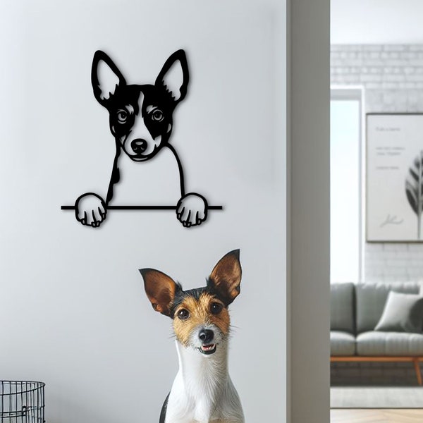 Rat Terrier Wood Wall Art, Wooden Rat Terrier Portrait Wall Hanging, Peeking Rat Terrier Dog Mom Gift