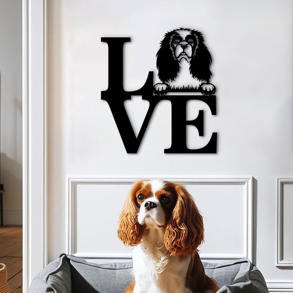 Cavalier King Charles Spaniel pet portrait wood wall art. King Charles dog wooden wall sign. Custom Cavalier dog mom gift