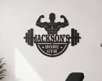 Gym Wall Decor Personalized Home Gym Sign, Custom Sports Room Wooden Name Wall Hanging