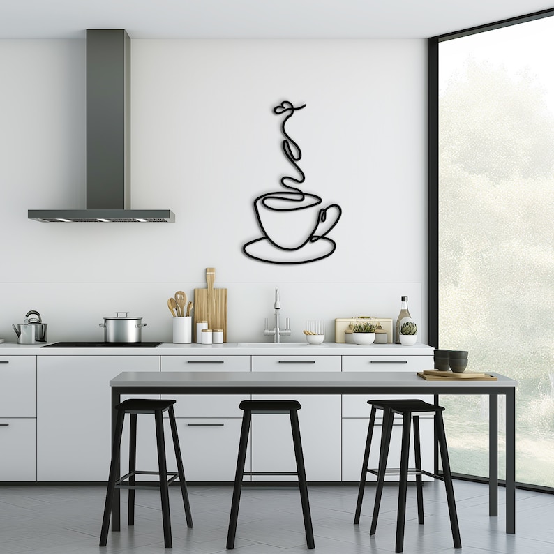 Wooden coffee sign with cup, unique kitchen decor for coffee lovers.