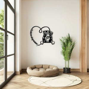 Custom wood wall art featuring an Australian Shepherd, a unique addition to your home.