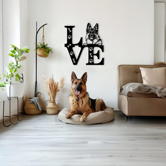 SirHoldeer Porta Guinzaglio da Parete per Cani, Pastore Tedesco Gadget, Porta Chiavi da Muro per Casa Moderno, Portachiavi da Parete, Appendichiavi da Muro Ingresso, Appendiabiti da Parete Design