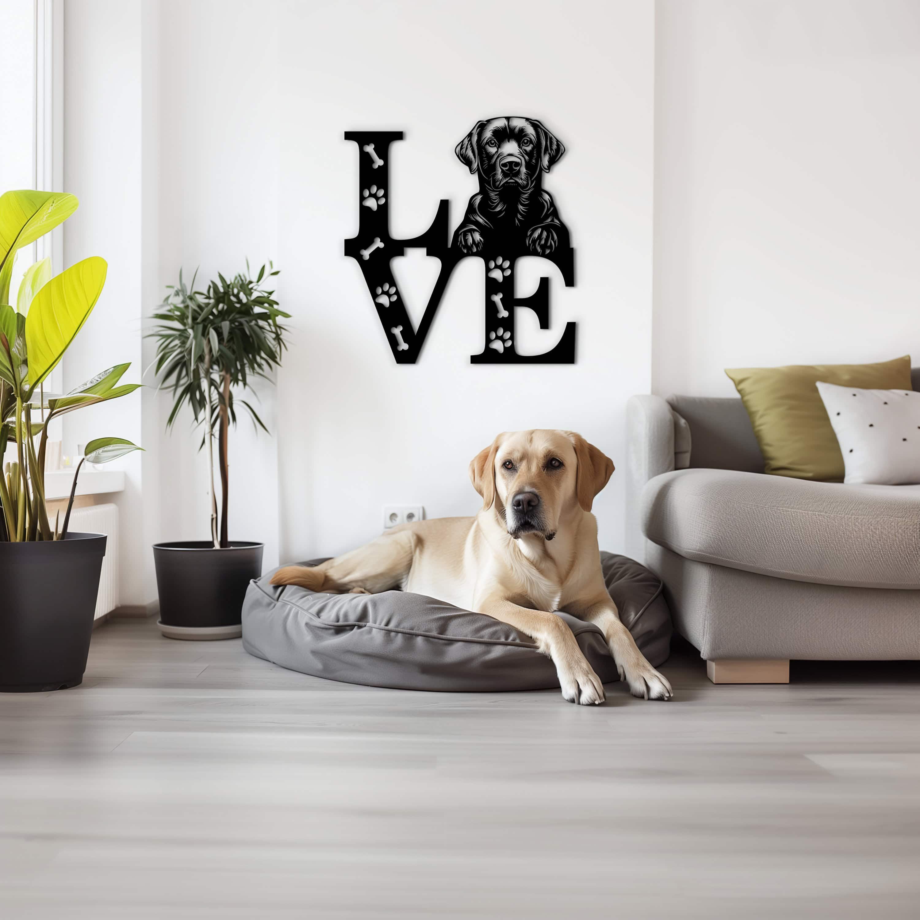 ラブラドールレトリバーのウォールアート、木製犬用ラブサイン、ペット 