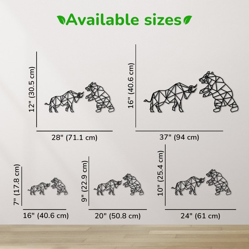 Trading Wall Decor Featuring Geometric Bull and Bear Designs