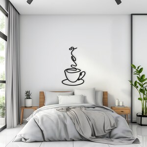 Personalized coffee bar wall art, cute one line art design.