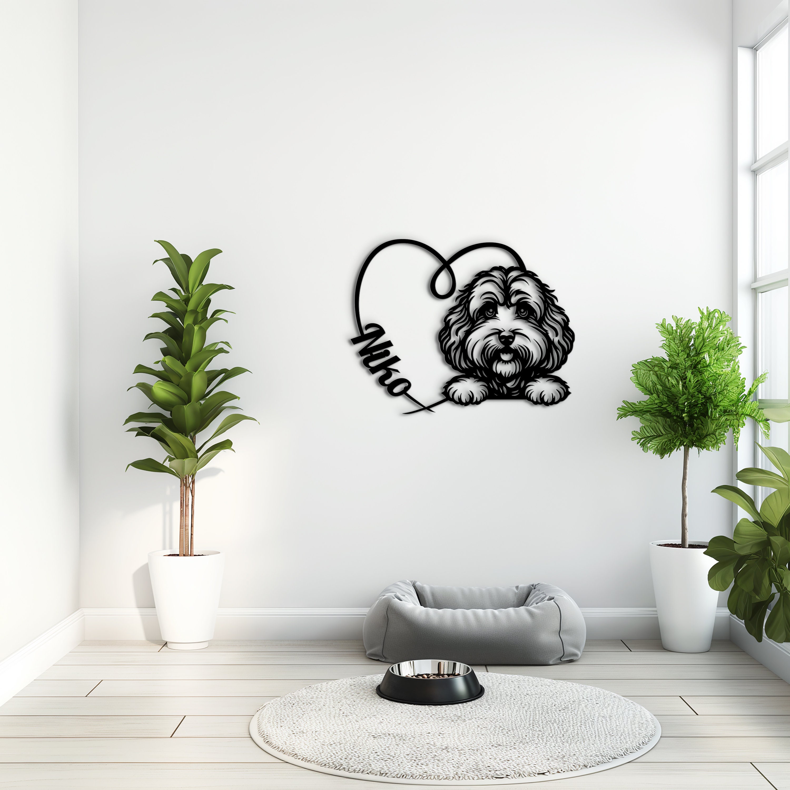 Cockapoo Decor Wood Wall Art. Cockapoo Portrait Personalized Dog Name ...