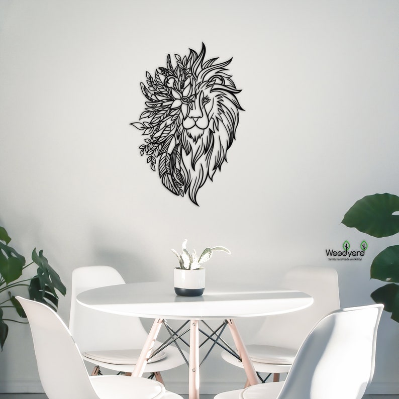 Wooden Lion Head Wall Decor Etsy