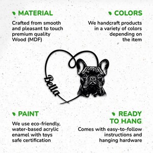 Custom French Bulldog Name Sign: Wooden wall art with a French Bulldog portrait and custom name, great for personalized home decor.