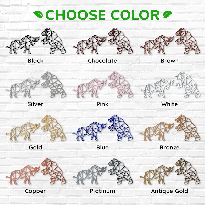 Crypto wall art showcasing geometric bull and bear figures, a stylish addition to any room.