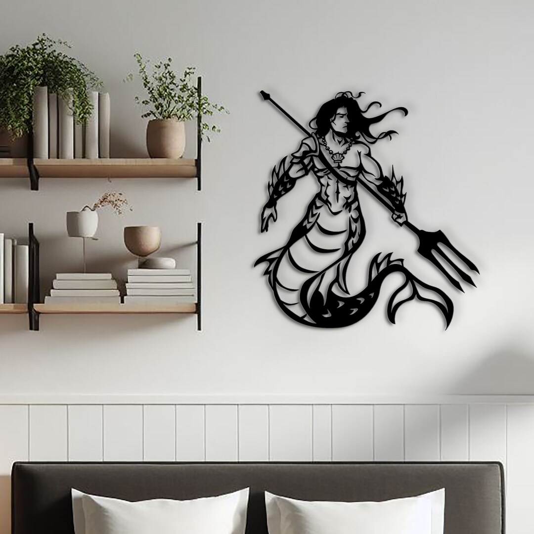 Merman Wall Art Wooden Wall Hanging. Wood Merman Decor Handmade Fantasy ...