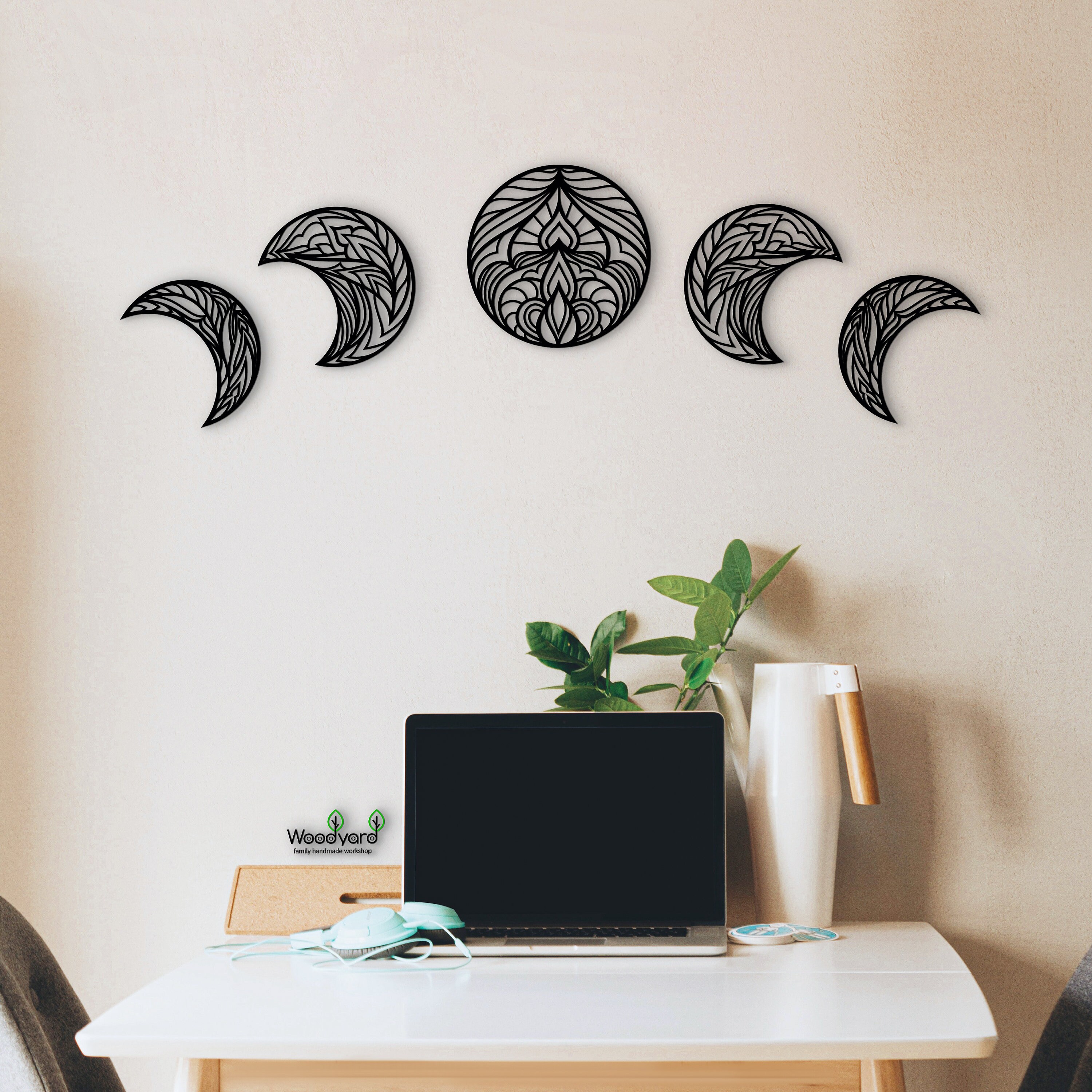 Phases of the Moon Wood Wall Hanging. Celestial Room Decor. Etsy UK