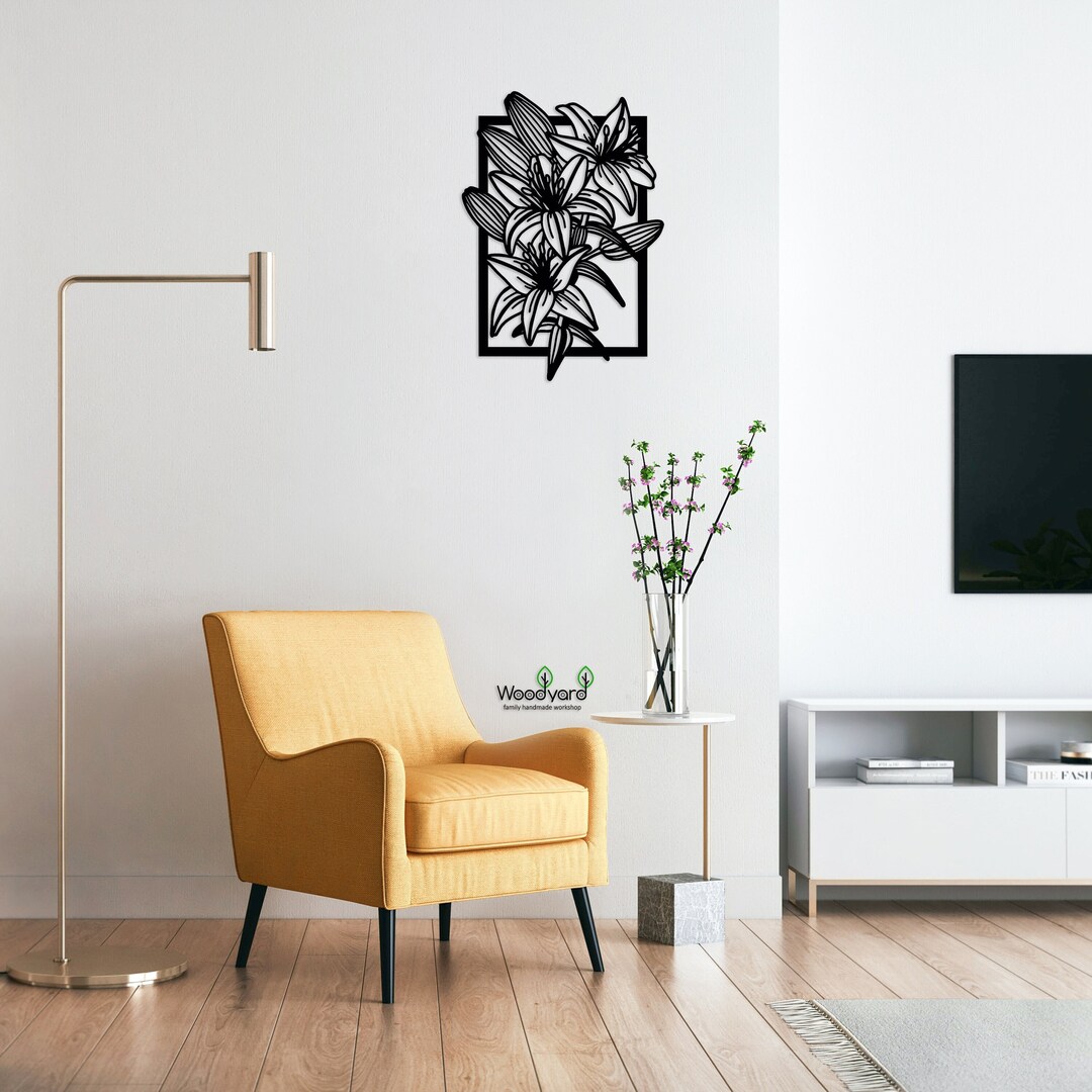 Lily Flowers Wooden Wall Panel Lily Wall Decor Flower Wall Etsy