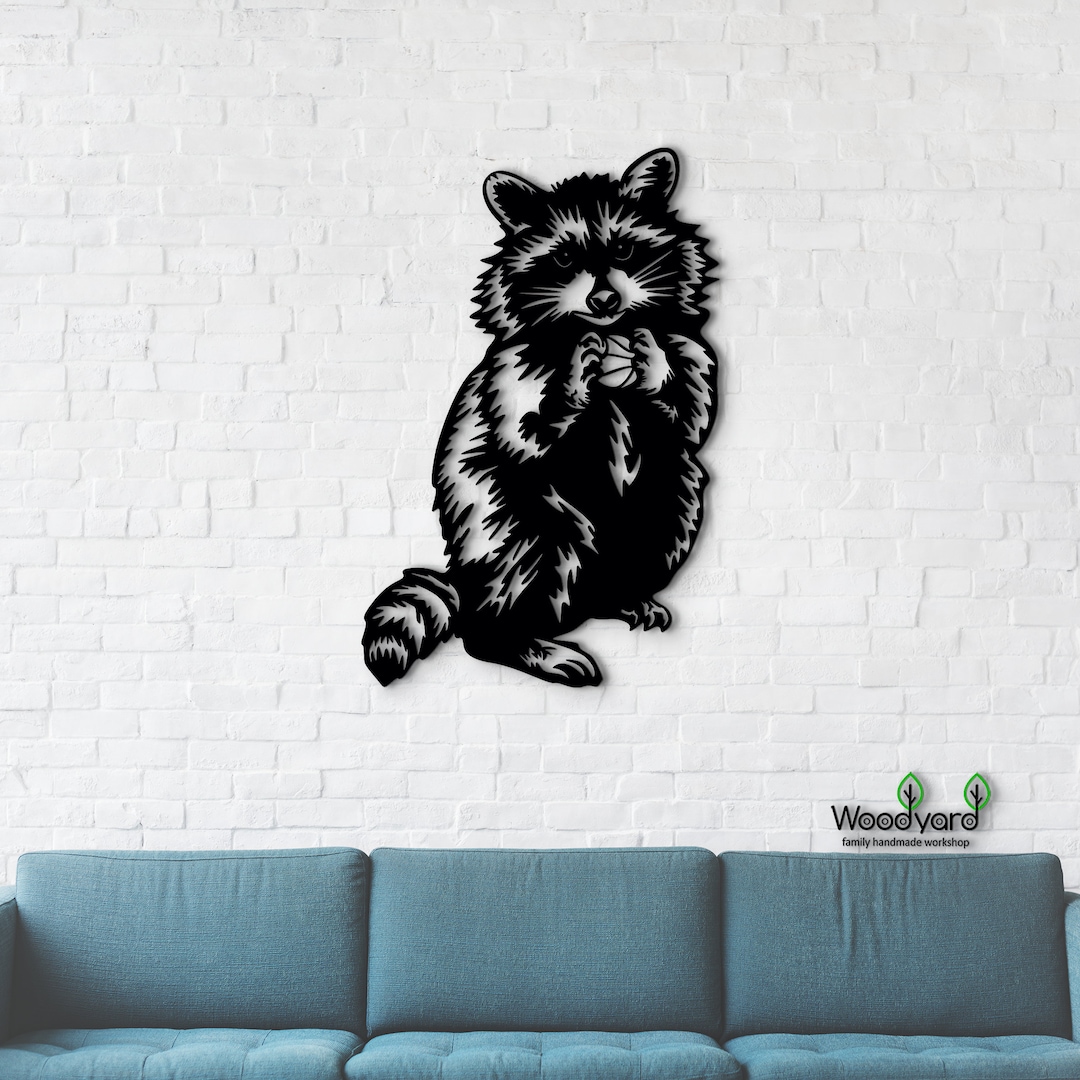 Raccoon Wood Wall Art Raccoon Wall Decor Entryway Etsy