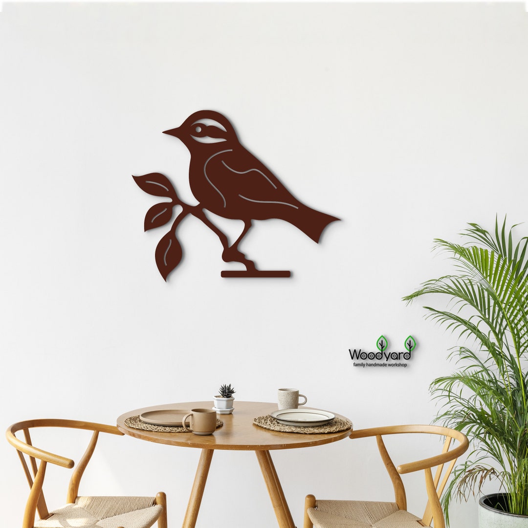 Bird on Branch Wall Decor, Wooden Wall Art, Wood Bird Wall Art for